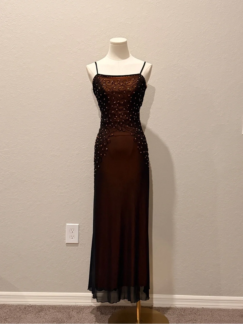 Elegant Beaded Black Slip Dress